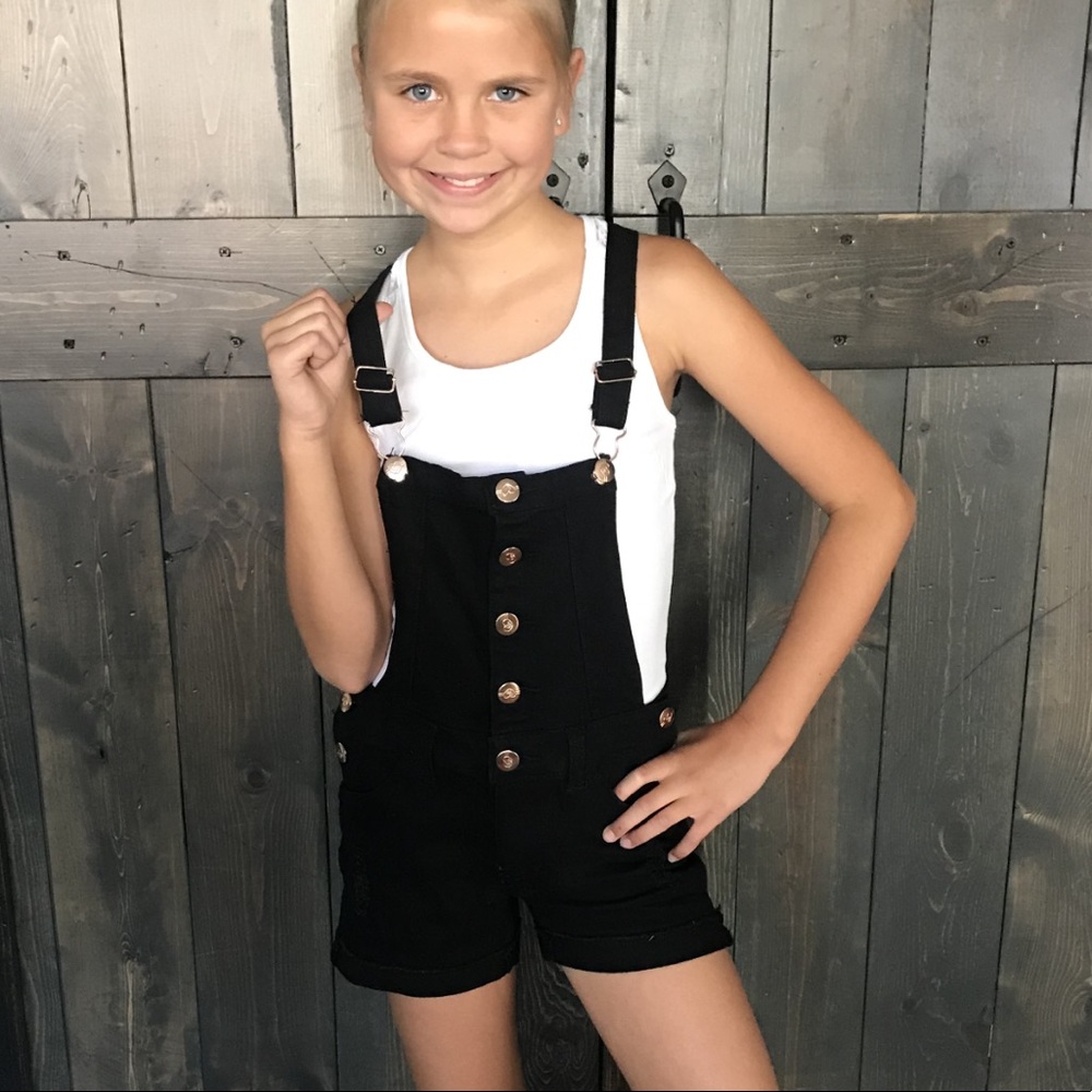 Black Distressed Overalls